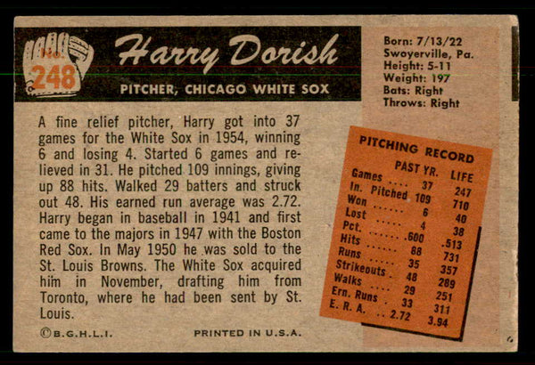 1955 Bowman Baseball #248 Harry Dorish White Sox VG-EX 550831