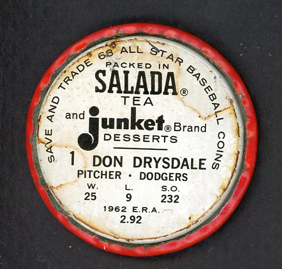 1963 Salada Baseball #001 Don Drysdale Dodgers VG 551166