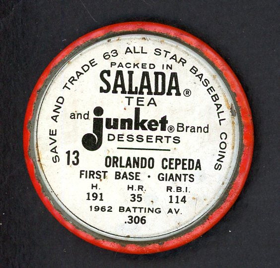 1963 Salada Baseball #013 Orlando Cepeda Giants VG-EX 551178