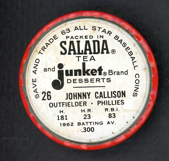 1963 Salada Baseball #026 Johnny Callison Phillies EX-MT 551186