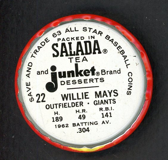 1963 Salada Baseball #022 Willie Mays Giants NR-MT 551190