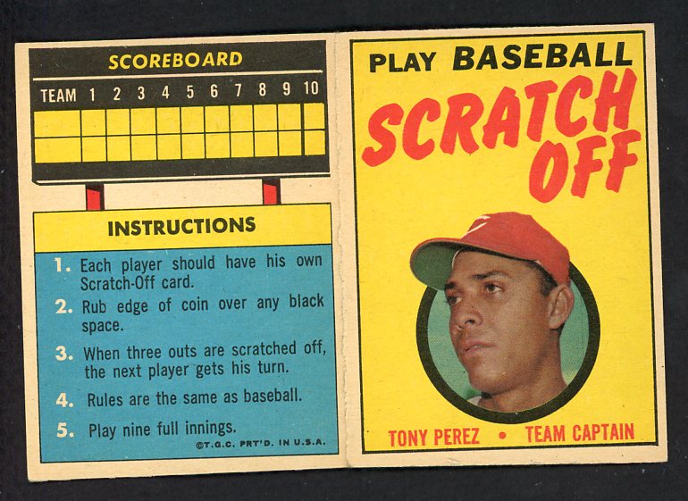 1970 Topps Baseball Scratch Offs Tony Perez Reds EX 551325