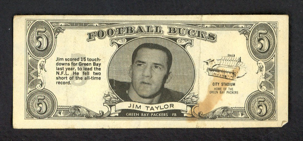 1962 Topps Football Bucks #030 Jim Taylor Packers VG 551364