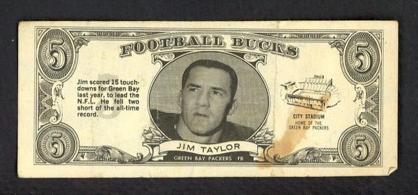 1962 Topps Football Bucks #030 Jim Taylor Packers VG 551364