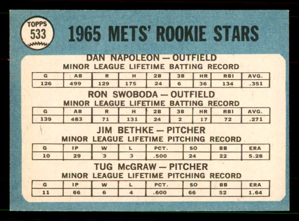 1965 Topps Baseball #533 Tug McGraw Mets EX-MT 551576
