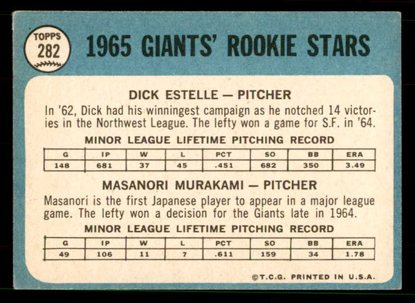 1965 Topps Baseball #282 Masanori Murakami Giants EX+/EX-MT 551577