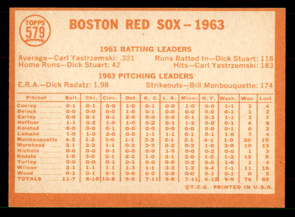 1964 Topps Baseball #579 Boston Red Sox Team EX-MT 551595