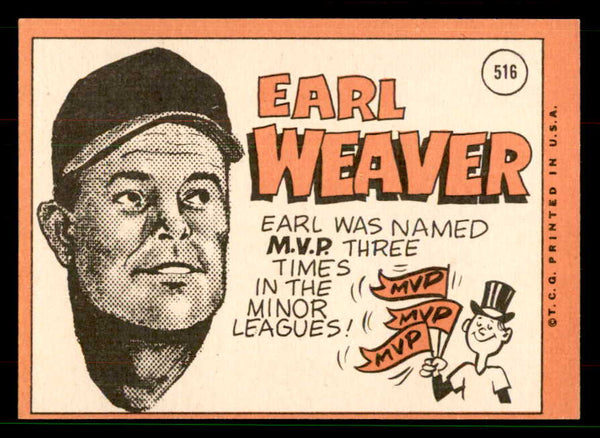1969 Topps Baseball #516 Earl Weaver Orioles NR-MT 551605