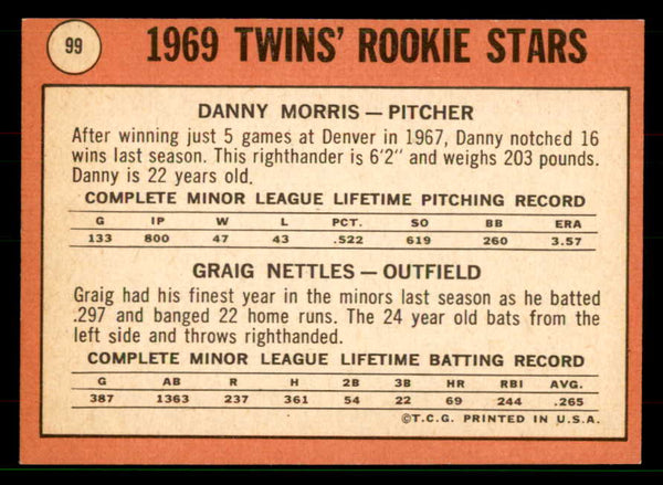 1969 Topps Baseball #099 Graig Nettles Twins EX-MT 551607