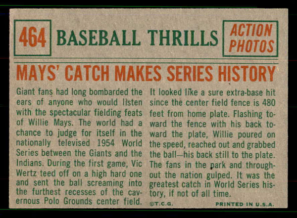 1959 Topps Baseball #464 Willie Mays IA Giants EX 551671