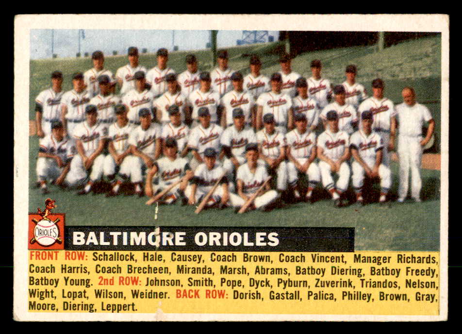 1956 Topps Baseball #100 Baltimore Orioles Team VG-EX White 551699