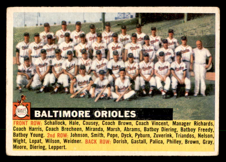 1956 Topps Baseball #100 Baltimore Orioles Team VG-EX Gray 551700