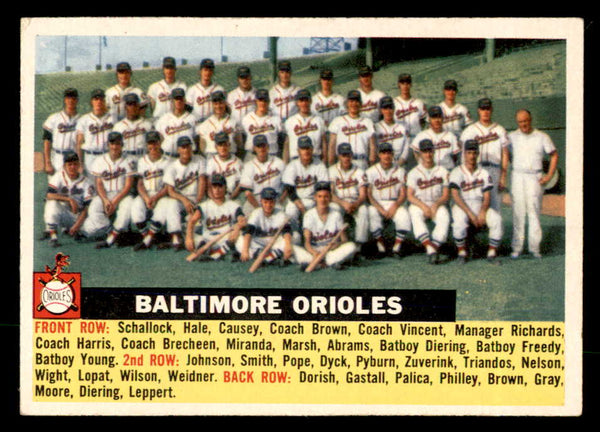 1956 Topps Baseball #100 Baltimore Orioles Team VG-EX Gray 551728