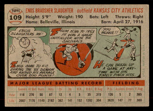 1956 Topps Baseball #109 Enos Slaughter A's EX-MT Gray 551730