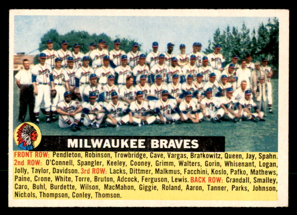 1956 Topps Baseball #095 Milwaukee Braves Team EX-MT Gray 551731