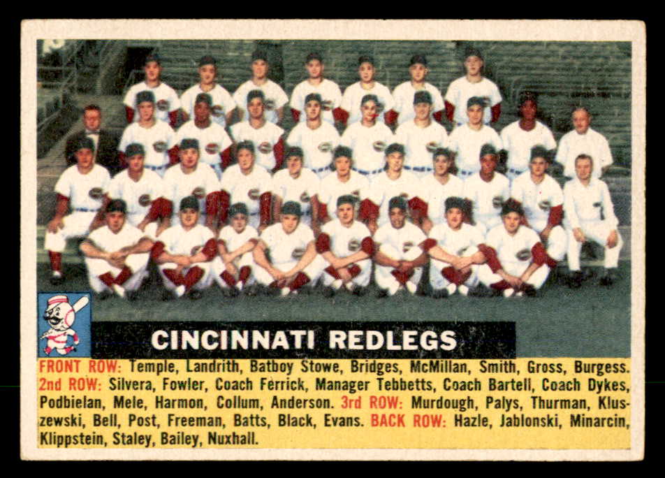 1956 Topps Baseball #090 Cincinnati Reds Team EX+/EX-MT White 551738