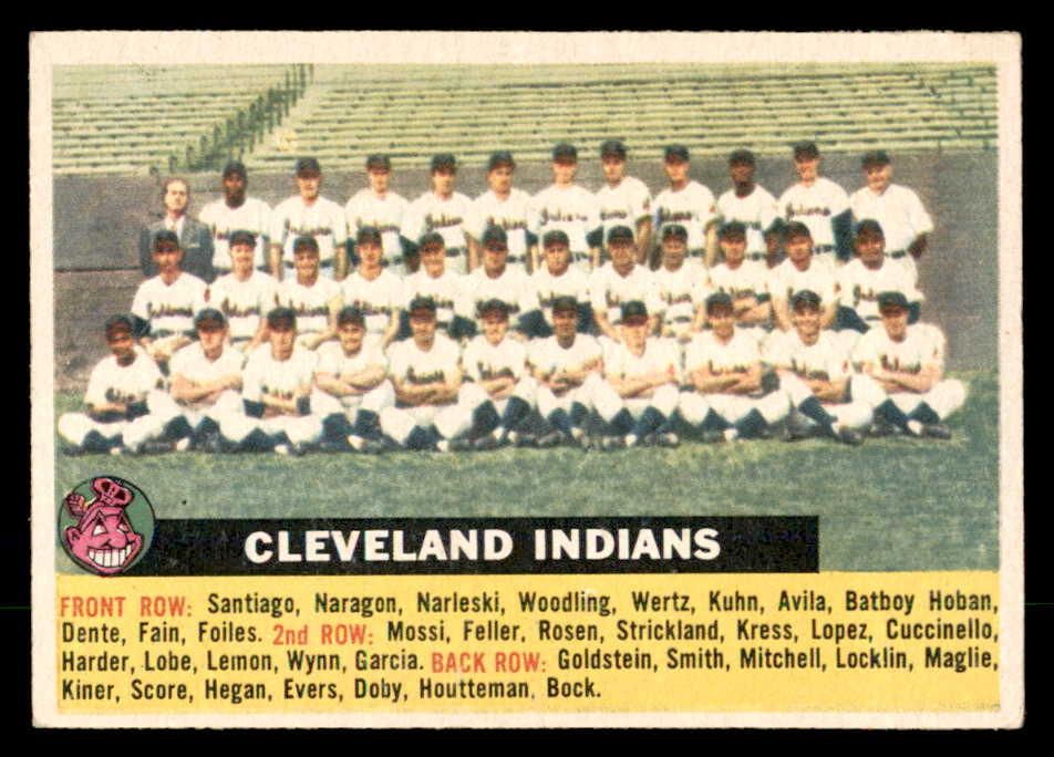 1956 Topps Baseball #085 Cleveland Indians Team EX White 551755