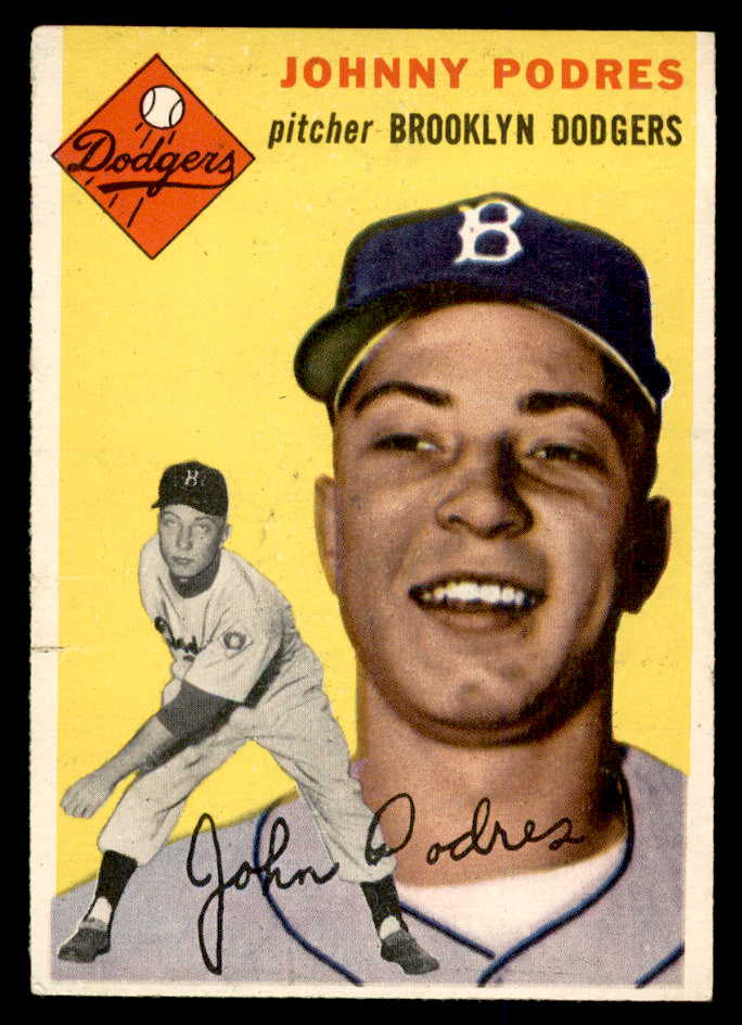 1954 Topps Baseball #166 Johnny Podres Dodgers EX-MT 551789
