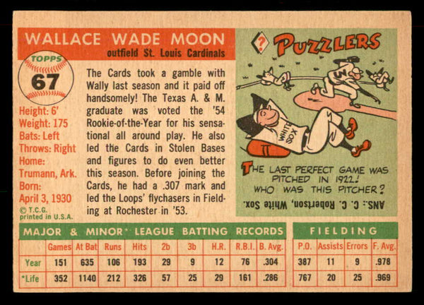 1955 Topps Baseball #067 Wally Moon Cardinals VG-EX 551799