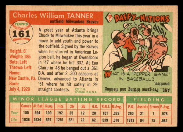 1955 Topps Baseball #161 Chuck Tanner Braves EX-MT 551834