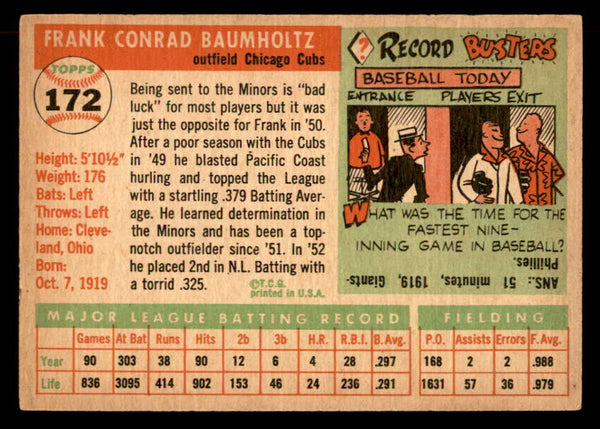 1955 Topps Baseball #172 Frank Baumholtz Cubs EX-MT 551842