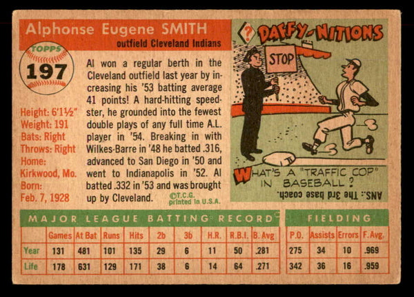 1955 Topps Baseball #197 Al Smith Indians EX 551859