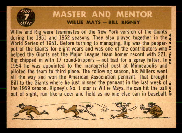 1960 Topps Baseball #007 Willie Mays Bill Rigney NR-MT 551886