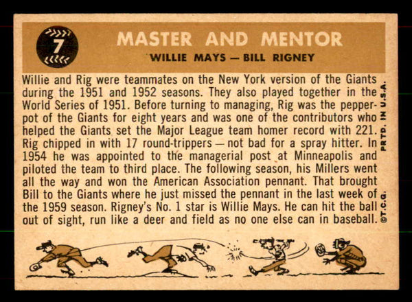 1960 Topps Baseball #007 Willie Mays Bill Rigney VG-EX 551888