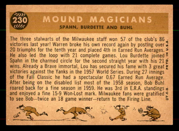 1960 Topps Baseball #230 Warren Spahn Lou Burdette NR-MT 551929