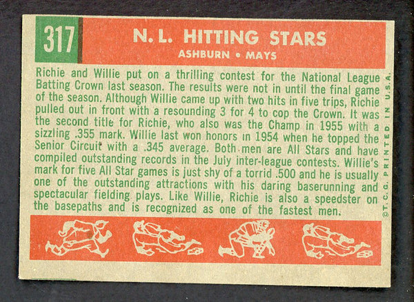 1959 Topps Baseball #317 Willie Mays Richie Ashburn EX-MT 552036