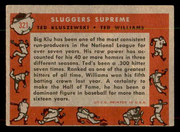 1958 Topps Baseball #321 Ted Williams Ted Kluszewski VG-EX 552048