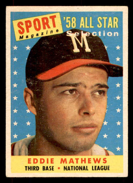1958 Topps Baseball #480 Eddie Mathews A.S. Braves VG-EX 552053