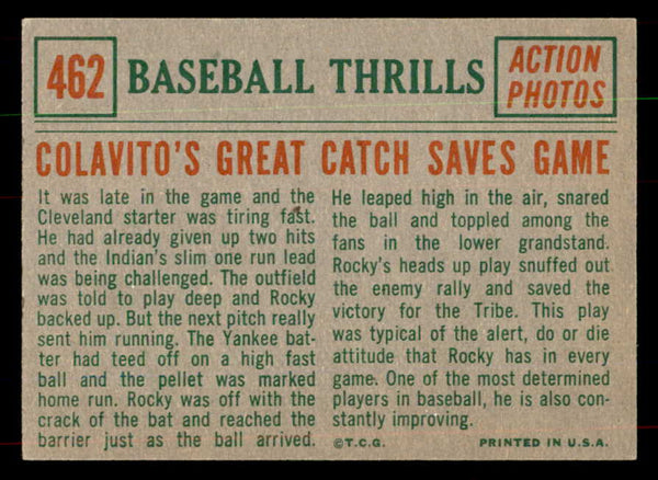 1959 Topps Baseball #462 Rocky Colavito IA Indians EX-MT 552080