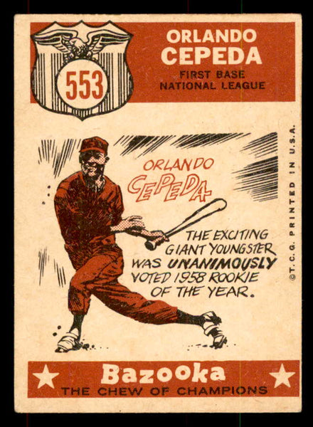1959 Topps Baseball #553 Orlando Cepeda A.S. Giants EX-MT 552084