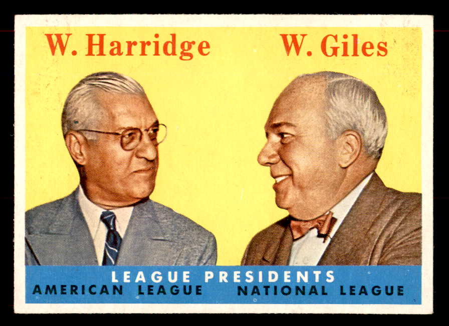 1958 Topps Baseball #300 Warren Giles William Harridge EX-MT 552093