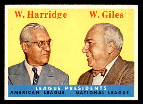 1958 Topps Baseball #300 Warren Giles William Harridge EX-MT 552093