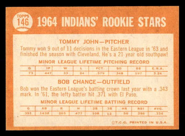 1964 Topps Baseball #146 Tommy John Indians EX-MT 552187