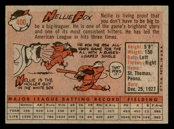 1958 Topps Baseball #400 Nellie Fox White Sox VG 552209
