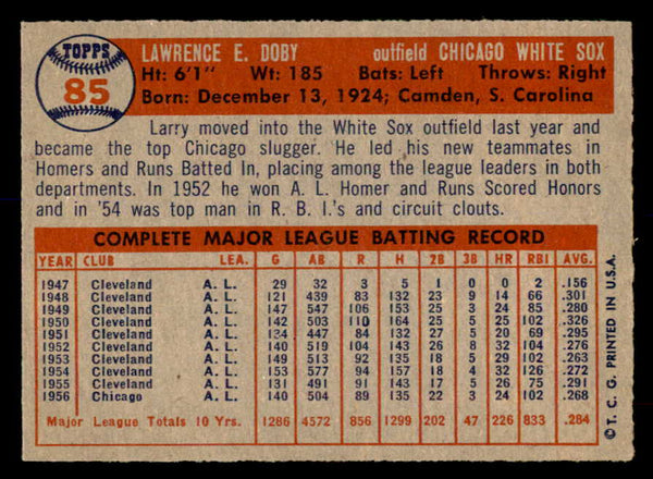 1957 Topps Baseball #085 Larry Doby White Sox EX-MT 552217