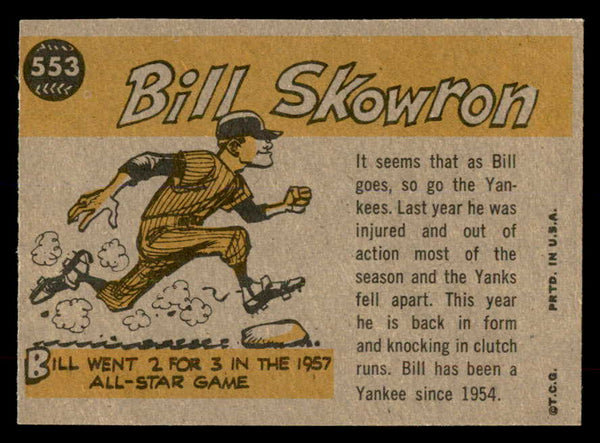 1960 Topps Baseball #553 Bill Skowron A.S. Yankees EX-MT 552245