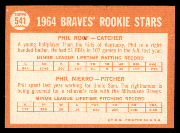 1964 Topps Baseball #541 Phil Niekro Braves EX+/EX-MT 552257