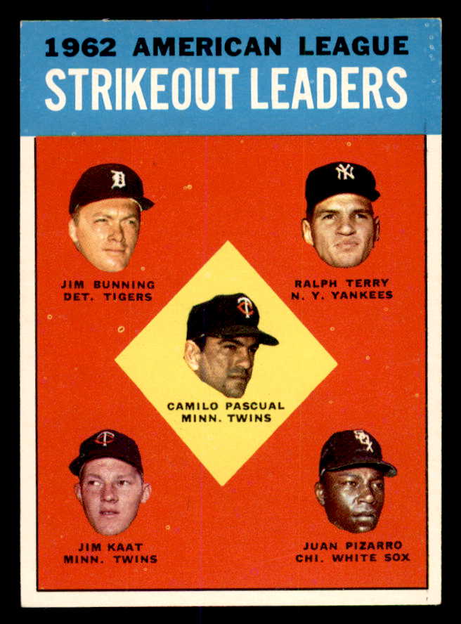 1963 Topps Baseball #010 A.L. Strike Out Leaders Jim Bunning EX 552301