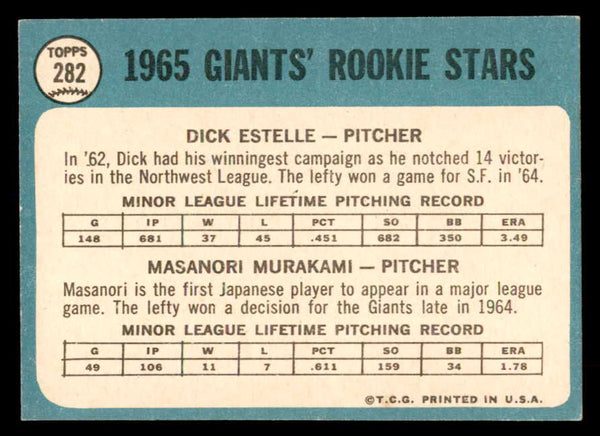1965 Topps Baseball #282 Masanori Murakami Giants NR-MT 552317