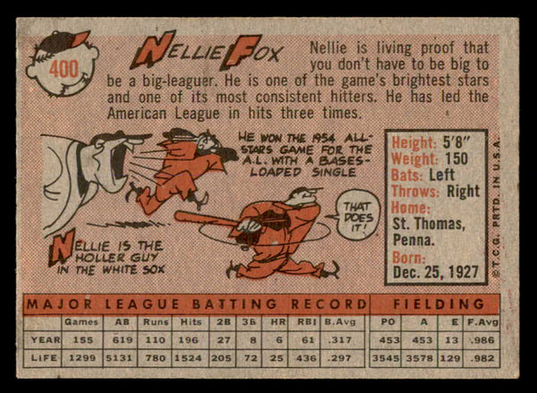1958 Topps Baseball #400 Nellie Fox White Sox EX+/EX-MT 552442
