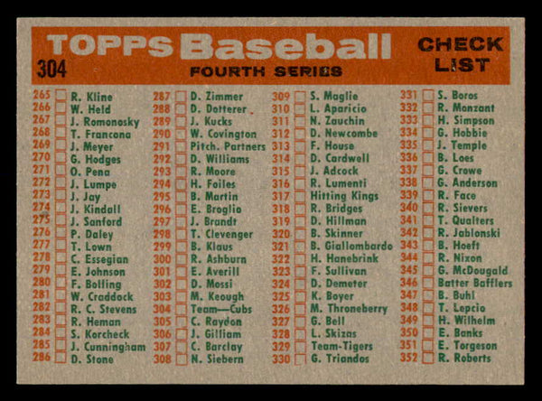 1959 Topps Baseball #304 Chicago Cubs Team EX-MT 552449