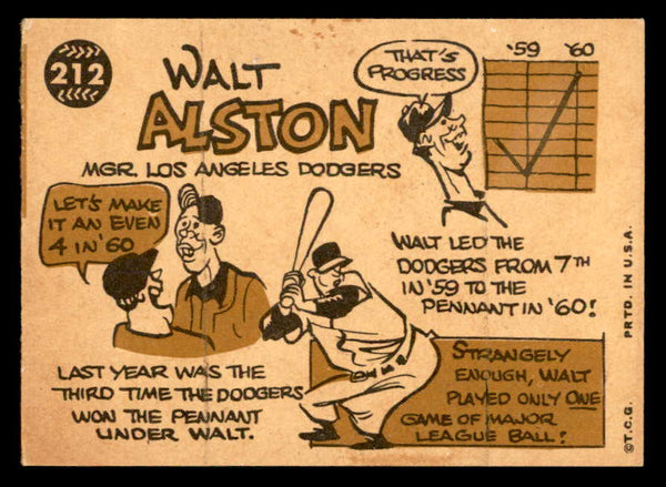 1960 Topps Baseball #212 Walt Alston Dodgers EX-MT 552464