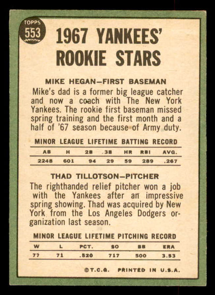 1967 Topps Baseball #553 Mike Hegan Yankees EX-MT 552522