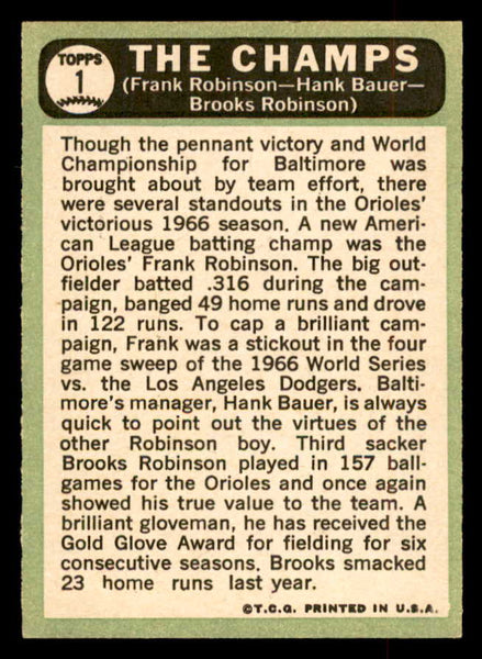 1967 Topps Baseball #001 Brooks Robinson Frank Robinson EX-MT 552524