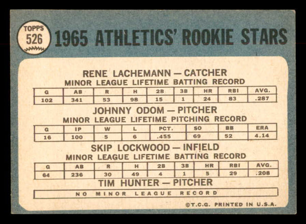 1965 Topps Baseball #526 Catfish Hunter A's EX-MT 552544