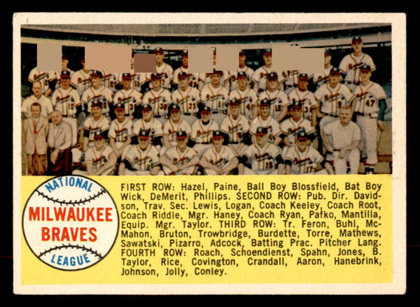 1958 Topps Baseball #377 Milwaukee Braves Team VG-EX 552651
